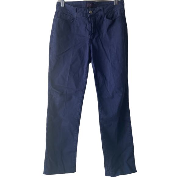 NYDJ Navy Blue Lift & Tuck Technology Chino Marilyn Straight Ankle Pants - 4 - Picture 1 of 7